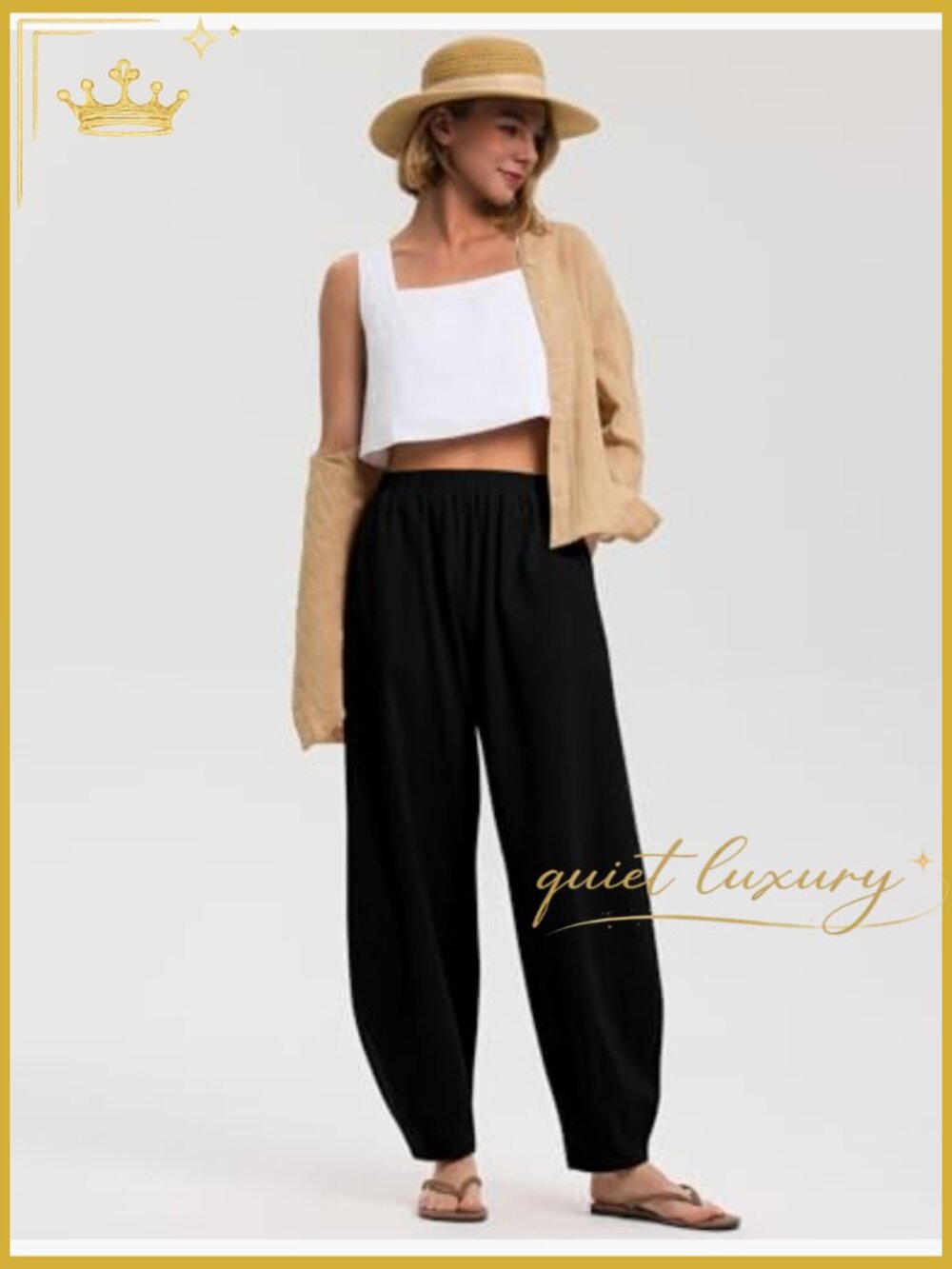 Linen Wide Leg Palazzo Pants with Pockets Boho Casual - Picture 6 of 7
